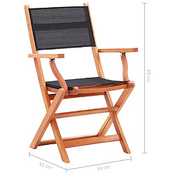 vidaXL Chaises pliables de jardin lot de 2 Noir Eucalyptus textilène pas cher