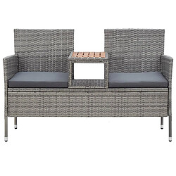 Maison Chic Banc de jardin 2 places | Banquette de jardin | Chaise Relax et table à thé 143cm Résine tressée Gris -MN49914