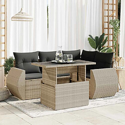 vidaXL Salon de jardin 6 pcs avec coussins gris clair résine tressée