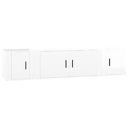 vidaXL Ensemble de meubles TV 3 pcs Blanc brillant Bois d'ingénierie