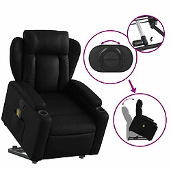 Maison Chic Fauteuil Relax pour salon, Fauteuil inclinable de massage Noir Similicuir -GKD71579 pas cher