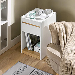 SoBuy FBT137-W Table de chevet avec tiroir Table de Nuit Bout de canapé Table d'appoint Table Téléphone Table de Café Table de Lit Table Basse, pour Salon, Chambre, Bureau, Blanc, L30xP35xH55cm