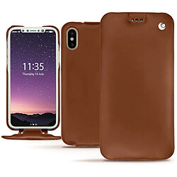 Housse cuir Apple iPhone X - Rabat vertical - Marron ( Nappa - Pantone #8B4720 ) - NOREVE