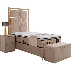 Avis Vivenla Banc bout de lit coffre avec rangement coloris beige design en velours L. 80 x P. 41 x H. 45 cm collection PARIS