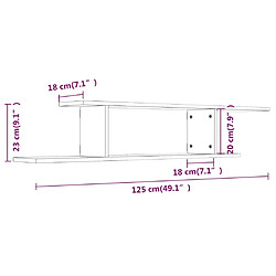 vidaXL Étagère TV murale Chêne fumé 125x18x23 cm Bois d'ingénierie pas cher