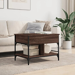 Avis ComfortXL Table Basse Chêne Marron 70x50x50 Cm Bois D'ingénierie Et Métal