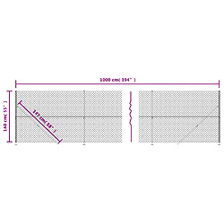 vidaXL Clôture en mailles de chaîne avec bride argenté 1,4x10 m pas cher