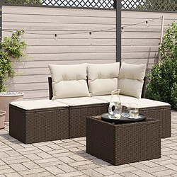 vidaXL Salon de jardin avec coussins 5 pcs marron résine tressée