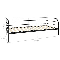 vidaXL Cadre de lit de repos sans matelas noir métal 90x200 cm pas cher