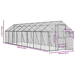 vidaXL Volière anthracite 1,79x8x1,85 m aluminium pas cher