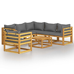 Maison Chic Salon de jardin 7 pcs - Table et chaises d'extérieur - Mobilier/Meubles de jardin Moderne avec coussin Bois d'acacia solide -MN35506