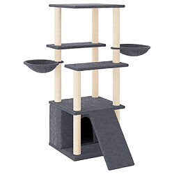 vidaXL Arbre à chat avec griffoirs en sisal gris foncé 133 cm