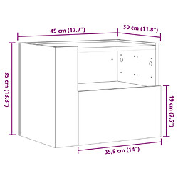 vidaXL Table de chevet murale blanc 45x30x35 cm pas cher