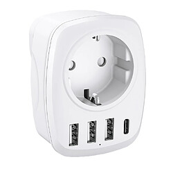 Avis Adaptateur prise voyage UE/UK - 4 ports USB inclus - prise européenne vers prise UK - blanc - Voltman