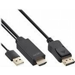 InLine HDMI to DisplayPort Converter Cable - Videokabel - HDMI, USB (nur Strom) männlich zu DisplayPort männlich - 1,5m - Schwarz - 4K Unterstützung, aktiv (17164P) pas cher