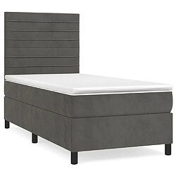 Maison Chic Lit Adulte - Lit simple Lit à sommier tapissier et matelas moelleux - Meuble de Chambre - Gris foncé 90x190 cm Velours -MN46262