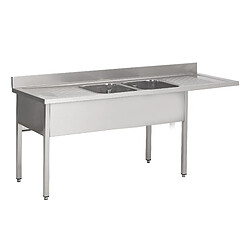 Plonge Inox Espace Lave-Vaisselle Droite 2 Bacs Gamme 700 - Fabrinox