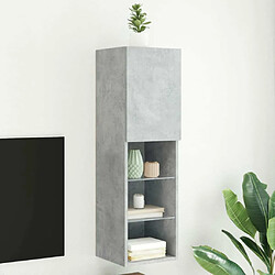 Maison Chic Meuble TV avec lumières LED, Banc TV pour salon, Meuble de rangement gris béton 30,5x30x102 cm -GKD72565