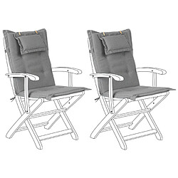 Beliani Lot de 2 coussins en tissu gris pour chaises de jardin MAUI