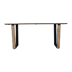 Avis Vente-Unique Table à manger 6 personnes en bois d'acacia et métal noir - Naturel - SELOA