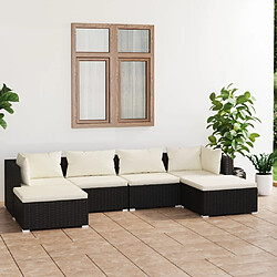 Maison Chic Salon de jardin 6 pcs + coussins - Mobilier/Meubles de jardin - Table et chaises d'extérieur Résine tressée Noir -MN31125