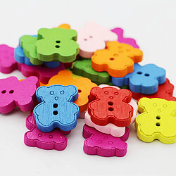 Avis 100 pcs mixte couleur ours forme bois boutons 2 trous pour la couture scrapbooking