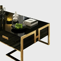 Acheter Meubler Design Table Basse Noir Avec Tiroirs Base Or Laqué Luxuria