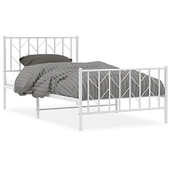 Maison Chic Cadre/structure de lit métal et tête de lit + pied de lit pour adulte - Lit Moderne Chambre blanc 100x200cm -MN22358