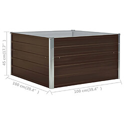 vidaXL Jardinière 100 x 100 x 45 cm Acier galvanisé Marron pas cher