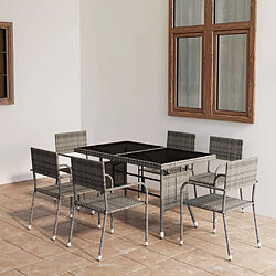 Maison Chic Jeu à dîner de jardin 7 pcs,Mobilier de salle à manger d'extérieur,Meuble à dîner Résine tressée Anthracite et gris -GKD251184