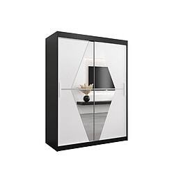 Abiks Meble Armoire Boliwia à portes coulissantes 200/150/62 2 portes (noir/blanc)