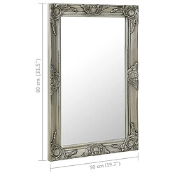 vidaXL Miroir mural style baroque 50x80 cm Argenté pas cher