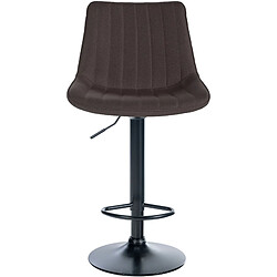 Acheter Decoshop26 Lot de 2 tabourets de bar réglable en hauteur pivotant à 360° assise en tissu taupe couture verticale pied métal noir 10_0004437