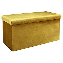 The Home Deco Factory Coffre banc pliable design velours Giulia - Jaune moutarde