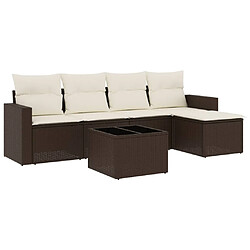 vidaXL Salon de jardin avec coussins 6 pcs marron résine tressée