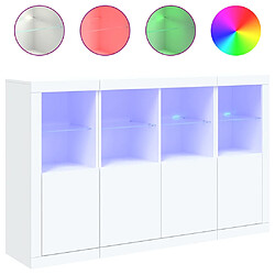 vidaXL Buffets avec lumières LED 3 pcs blanc bois d'ingénierie