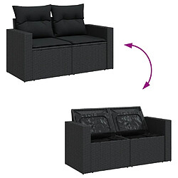 Avis vidaXL Salon de jardin avec coussins 13 pcs noir résine tressée