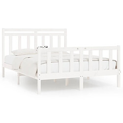 Maison Chic Lit Moderne Chambre - Cadre/structure de lit pour adulte Blanc Bois de pin massif 140x200 cm -MN39845