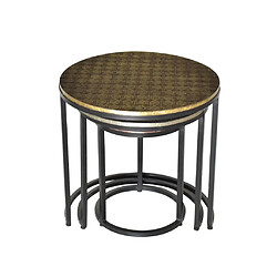 Avis Vente-Unique Tables basses gigognes BELAMI - Motifs sculptés - Métal - Coloris : Doré, argent, cuivre