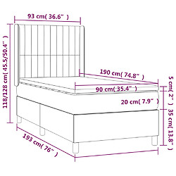 vidaXL Sommier à lattes de lit et matelas Gris clair 90x190 cm Tissu pas cher