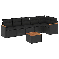 Maison Chic Ensemble Tables et chaises d'extérieur 7pcs avec coussins,Salon de jardin noir résine tressée -GKD123348