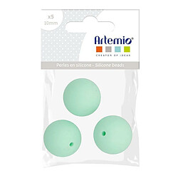 Artemio 3 perles silicone rondes - 15 mm - vert d'eau