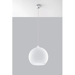 Luminaire Center Suspension BALL verre/acier blanc/chrome 1 ampoule