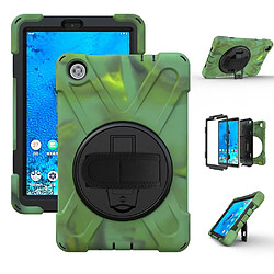 Coque en TPU + Silicone avec béquille pivotante à 360° et bandoulière vert armé pour votre Lenovo Tab M8 8 TB-8505F/8505X