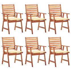 Maison Chic Lot de 6 Chaises à dîner de jardin avec coussins,Fauteuil/Chaises à manger d'extérieur Acacia massif -MN85961