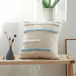 ICONIK INTERIOR Coussin carré en coton style Boho Bali (45x45 cm) coussin + rembourrage- Sur Bleu