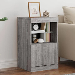 Maison Chic Commode Buffet - Meuble de rangement avec lumières LED sonoma gris 41x37x67 cm -GKD61167