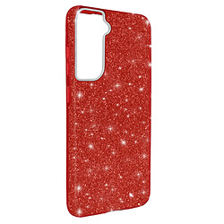 Avizar Coque Samsung Galaxy S22 Plus Paillette Amovible Silicone Semi-rigide rouge