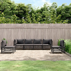 Maison Chic Salon de jardin 6 pcs avec coussins - Table et chaises d'extérieur - Mobilier/Meubles de jardin Moderne anthracite acier -MN64862