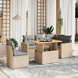 vidaXL Salon de jardin avec coussins 6 pcs beige résine tressée